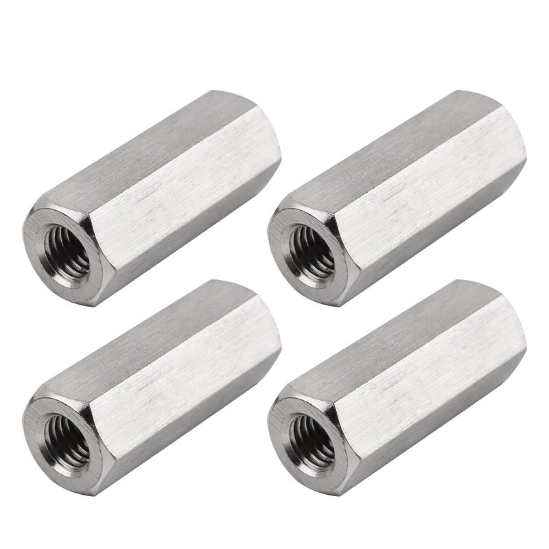 TOPPROS Pack of4 M10 X 1.5-Pitch 30 mm Length Hex Width17mm Metric Hex Coupling Nut 304 Stainless Steel Rod Coupling Nuts - Image 1